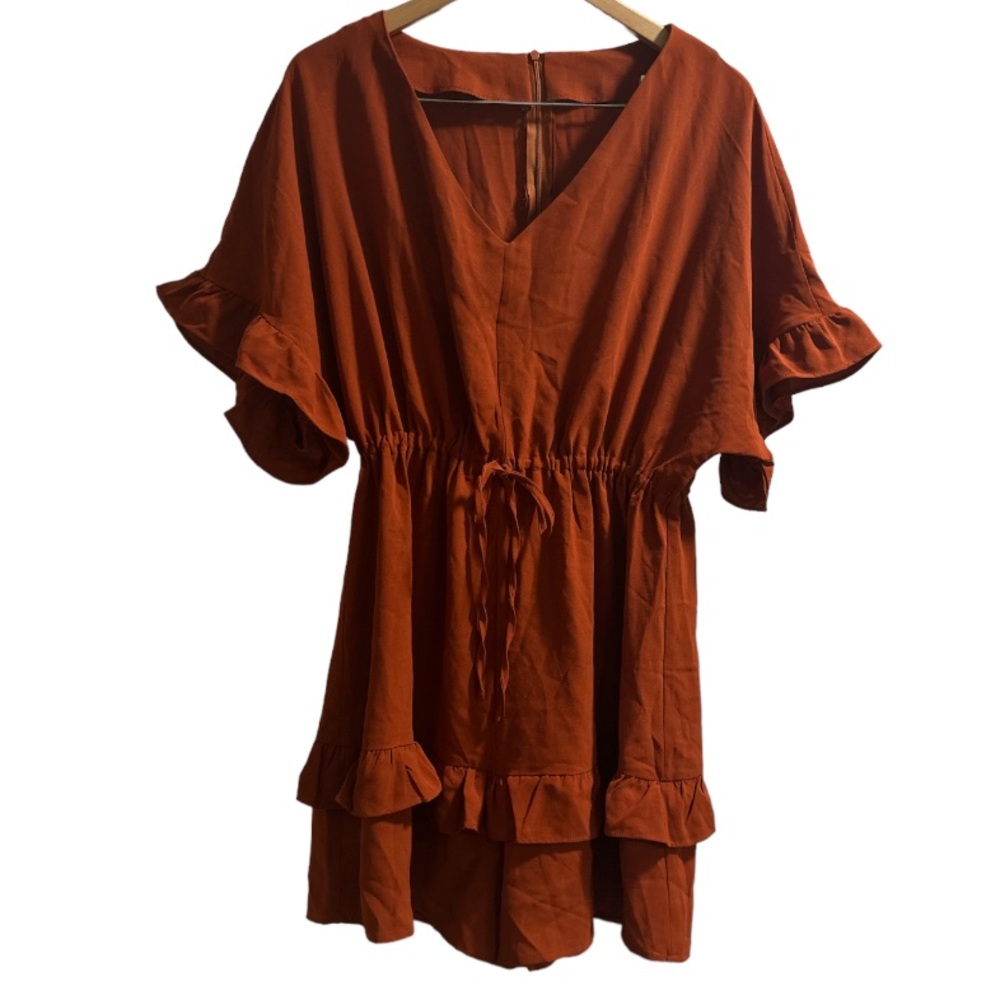 Brick Red Summer Ruffle Romper Size Medium